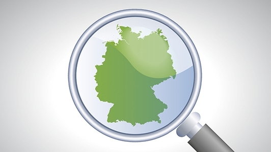Grafik Deutschlandkarte mit Lupe