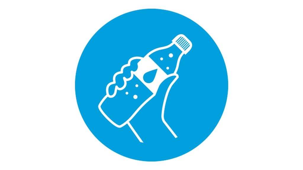 Vergrößerung des Bildes für Ein Icon mit einer Hand in der Mitte, die eine Flasche hält.
